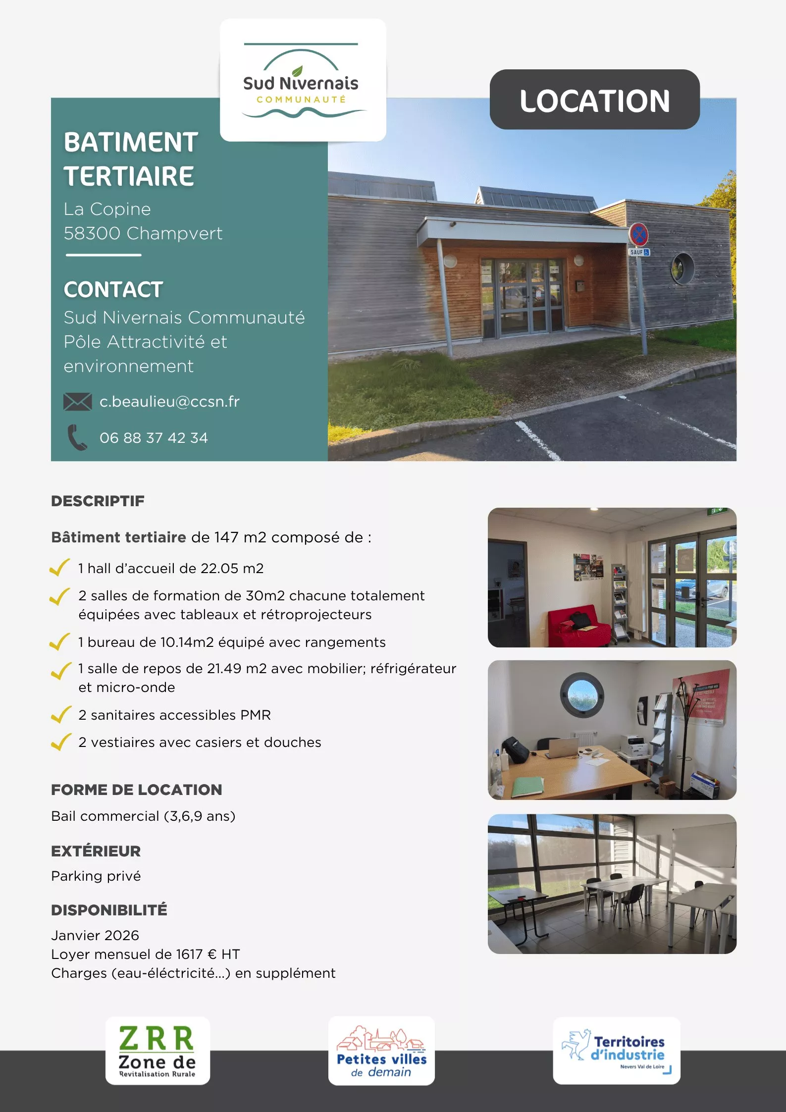 fiche batiment tertiaire Decize en location